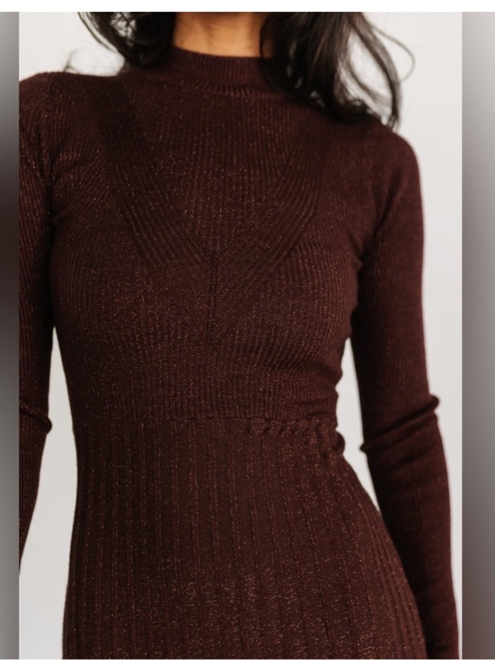 Baltic Born Jamelia Pleated Long Sleeve Mock Neck Maxi Sweater Dress Size XL - Picture 4 of 10